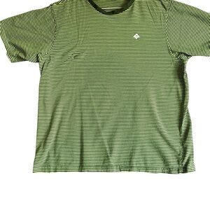 LRG LIFTED RESEARCH GROUP MENS KNIT T-SHIRT ,GREEN STRIPE SZ XL
